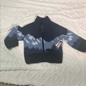 KIDS 🧒 Children's Mountain Scene Fleece Jacket - Navy